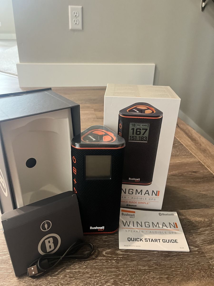 Bushnell Wingman Golf GPS Speaker & Audible Rangefinder Bluetooth Black/Orange