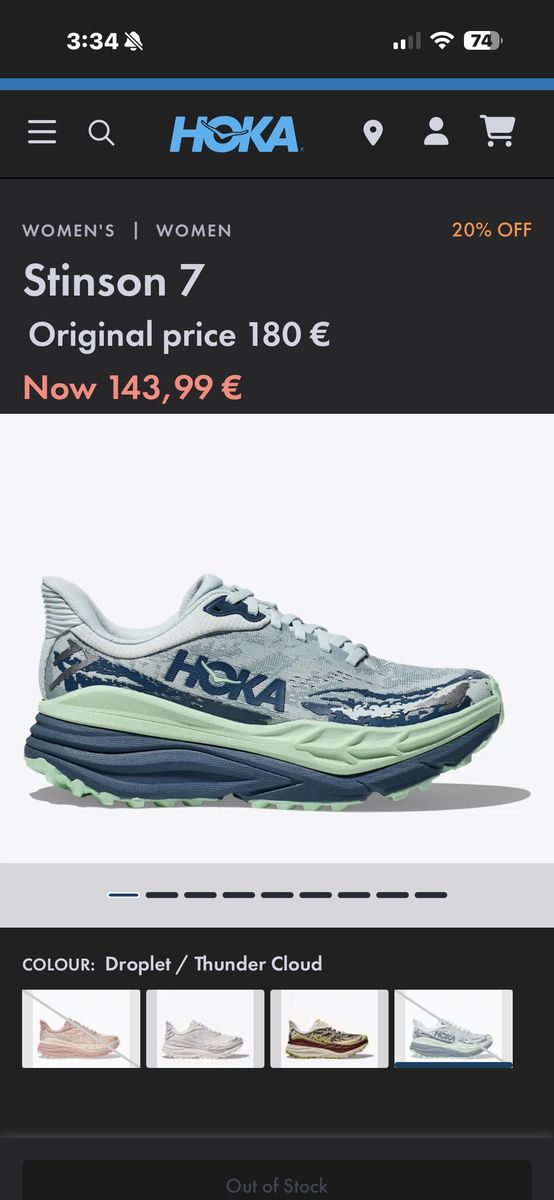 WOMEN'S STINSON 7 DROPLET/THUNDER CLOUD Size 7.5