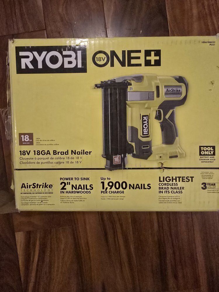 Ryobi ONE+ 18V AirStrike 18 Gauge Cordless Brad Nailer (P321, Tool Only)