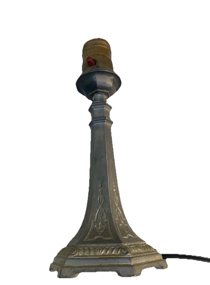 Antique Small Metal Gothic Style Accent Lamp