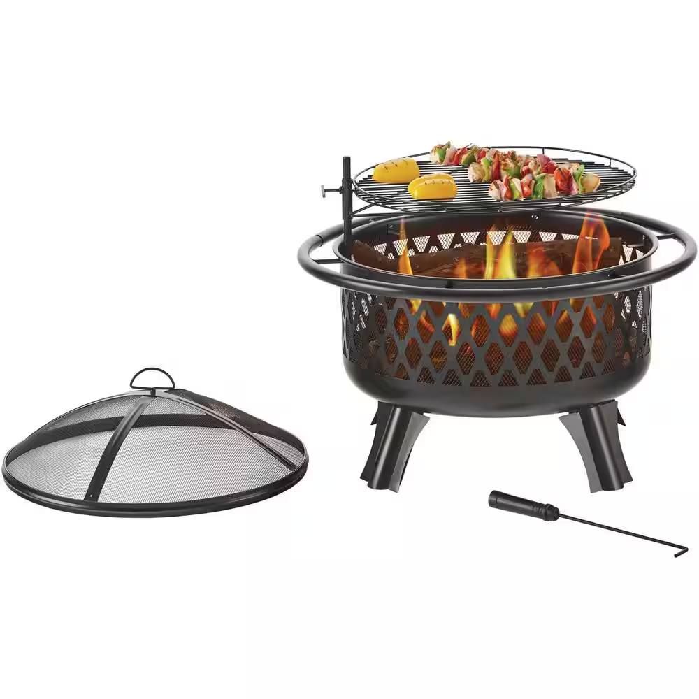 Hampton Bay Piedmont 30 in. Steel Fire Pit Black