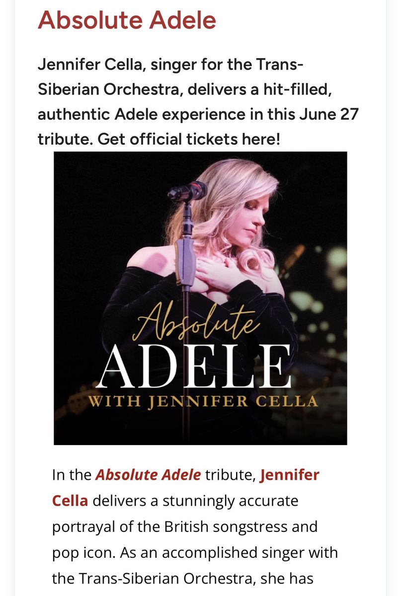 2 tickets to Absolute Adele tribute concert