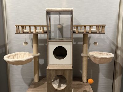 Cat tree with litter box enclosure