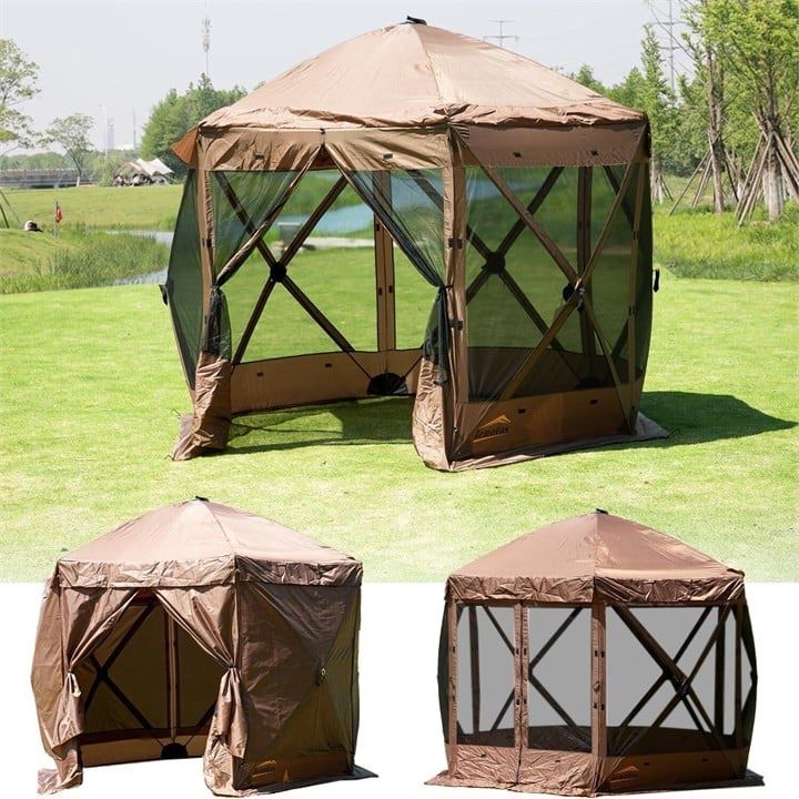 NEW Lenotos 10x10 Pop-Up Screen Tent / Portable Gazebo (60-Sec Setup) – Brown