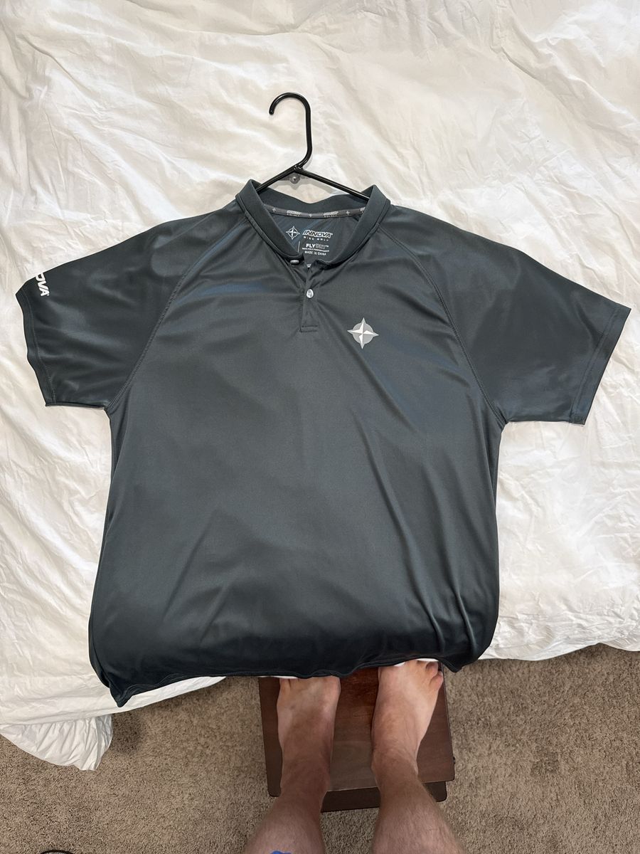 Innova Disc Golf FlyDry Performance Polo Shirt Mens Large Dark Grey Short Sleeve