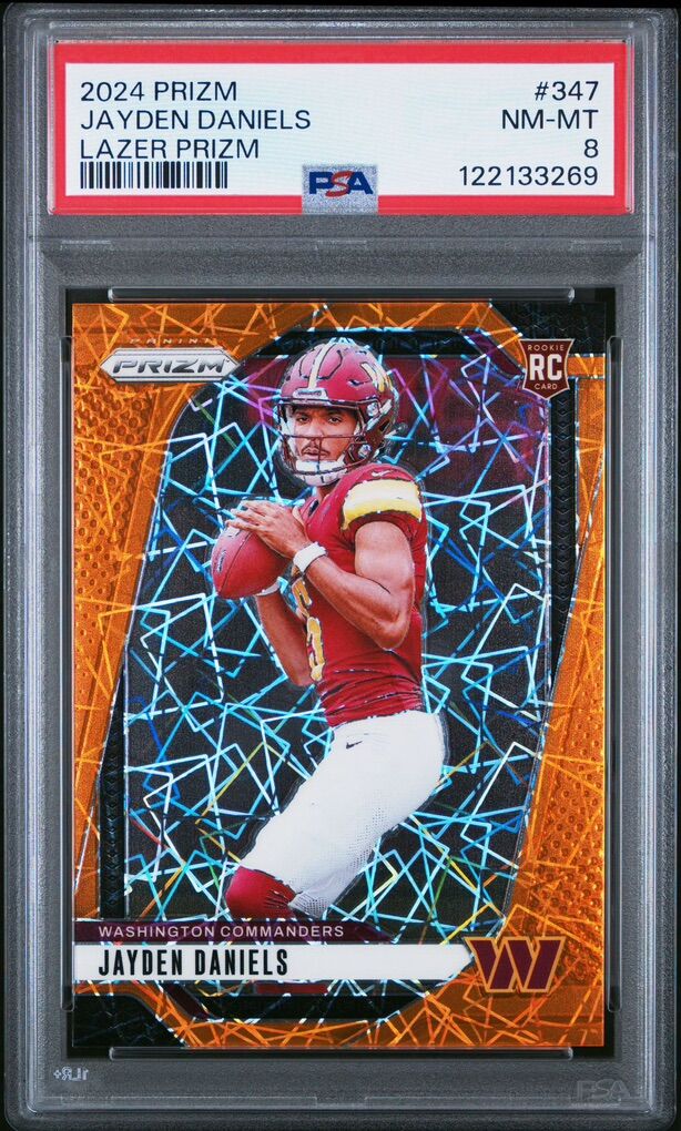 2024 Jayden Daniels Prizm Orange Lazer PSA 8