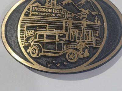 Jackson Hole Dynabuckle Jackson Hole Rendezvous XXIV Year 2000 Solid Brass Belt Buckle Vintage Provo Utah