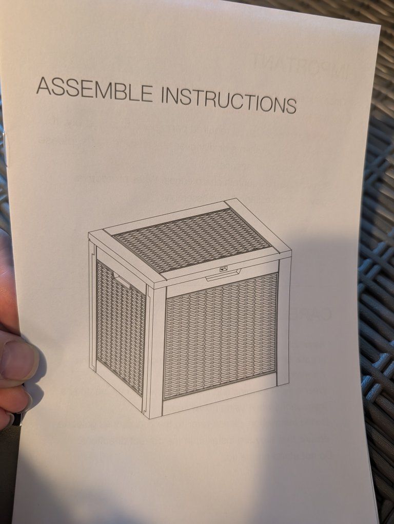 Grey Resin Wicker Outdoor Storage Box / Deck Box New in box