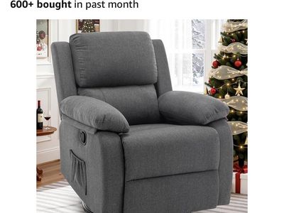 Korser LSJJ-7029 Upholstered Fabric Swivel Rocker Recliner Chair in Gray for Adults/Nursery
