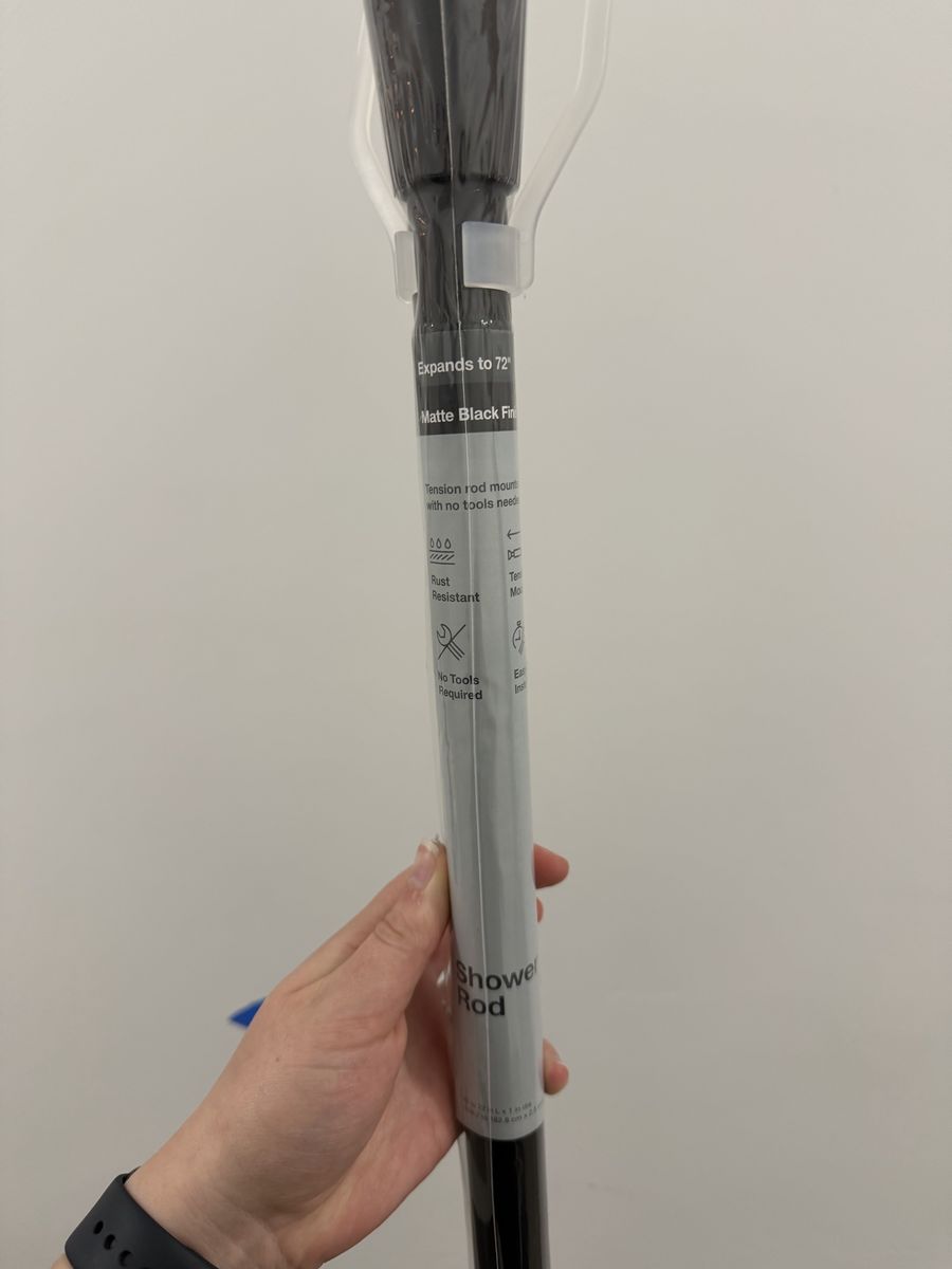Target Matte Black Tension Shower Rod - Expands 43"-72", No Tools Required