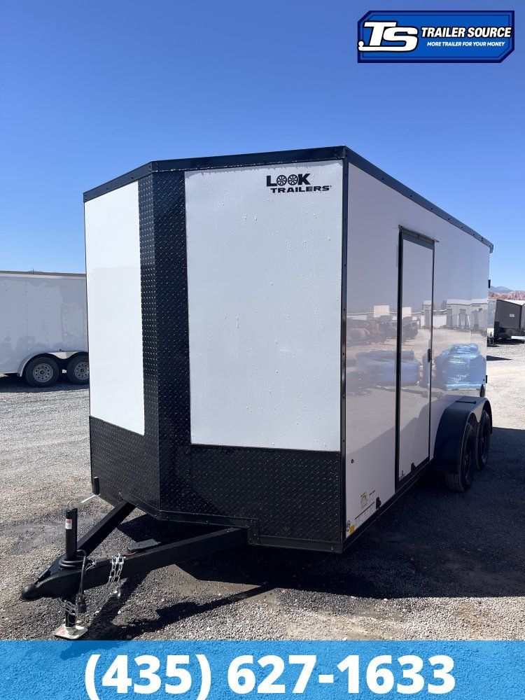 7x16 Look ST DLX Enclosed Cargo Trailer - 7'0" Interior - 7K GVWR - .080 PolyCor, Black Out Package, Rear Spoiler w/ Load