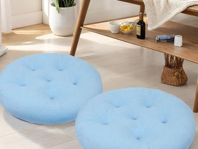 NEW Meditation Floor Pillow Set of 2, Round Large Pillows, Tufted Corduroy Cushion
