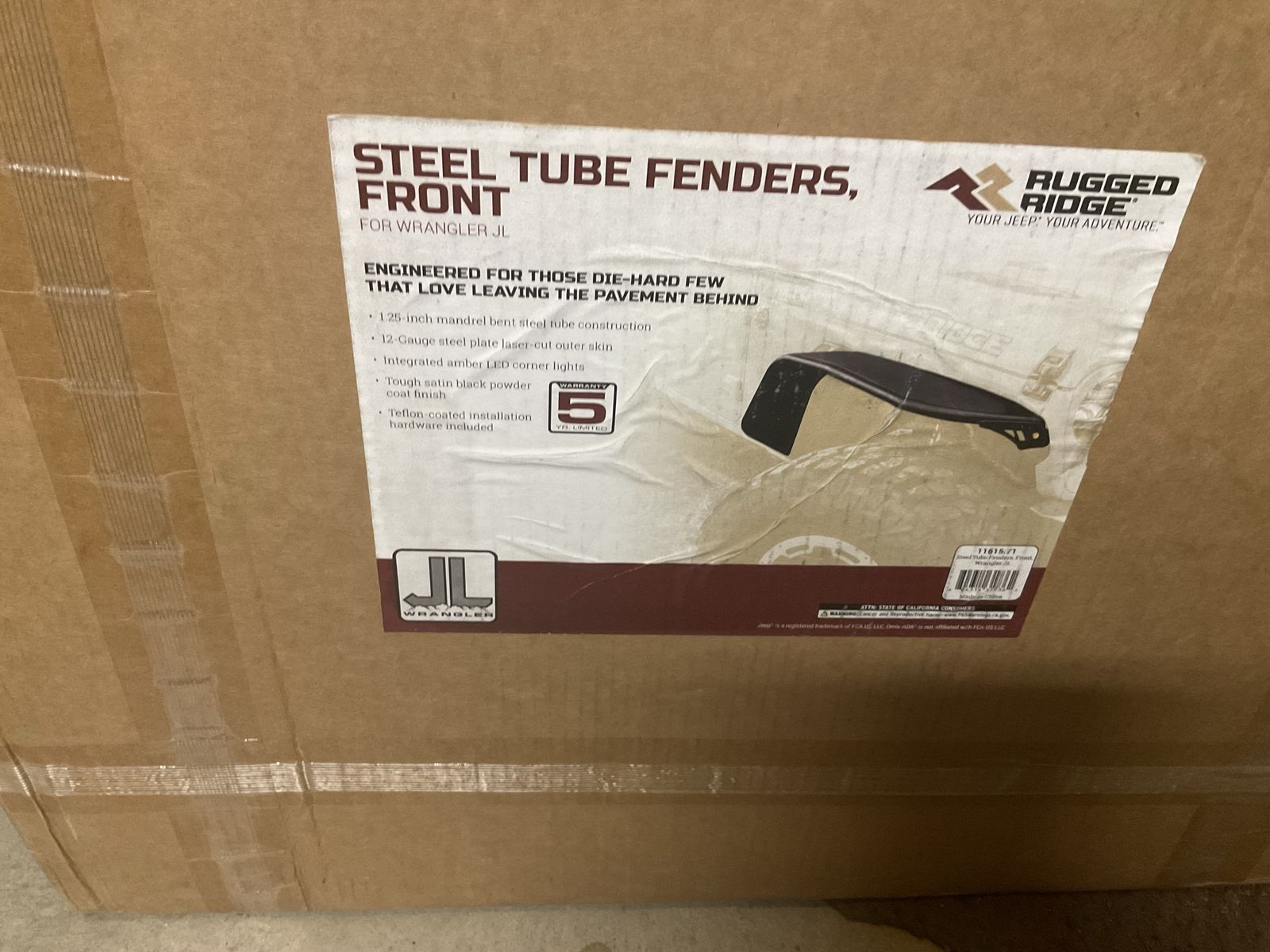 Jeep Wrangler rugged Ridge steel tube front fender