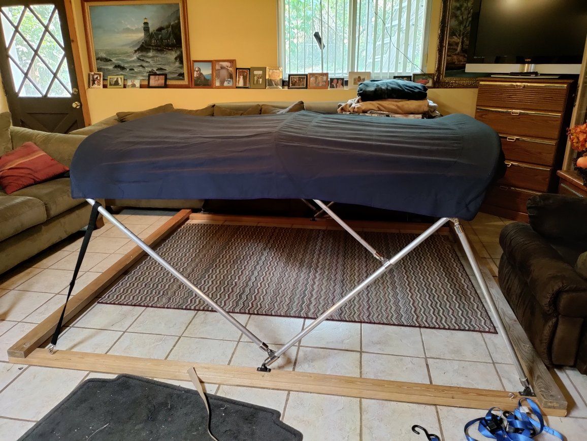 Boat Bimini made of sunbrella material,