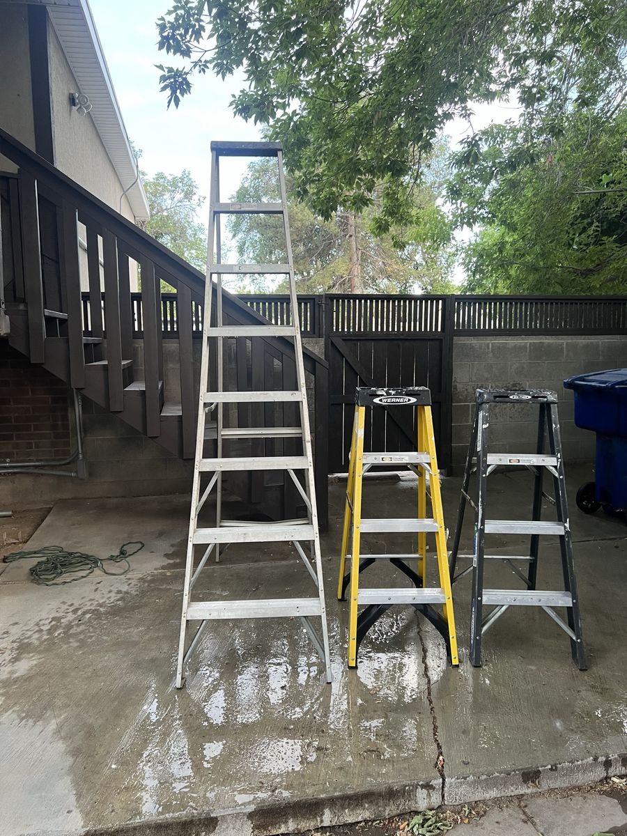 Werner 6ft Yellow Fiberglass Stepladder & 2 Aluminum Extension Ladders (Various Sizes)