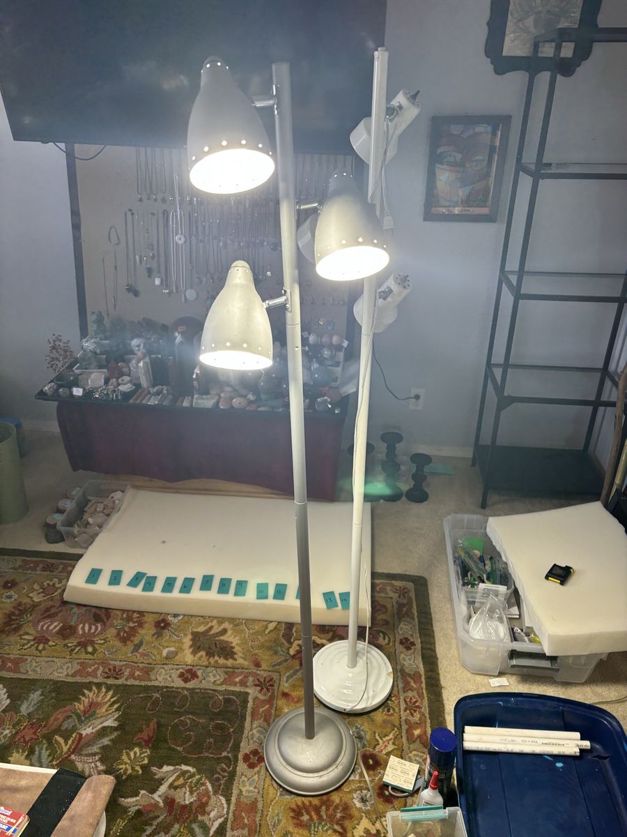 Mid Century Modern 3-Light Torchiere Floor Lamp Silver gray