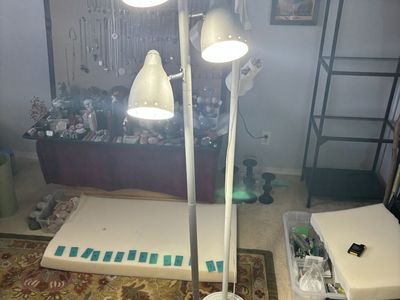 Mid Century Modern 3-Light Torchiere Floor Lamp Silver gray