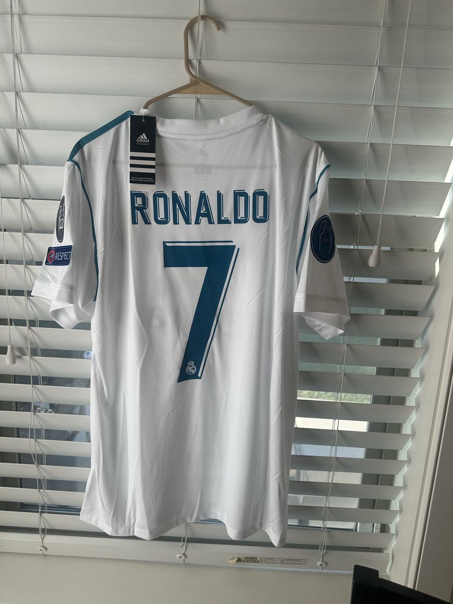 Adidas Ronaldo #7 Real Madrid 2018 UEFA Champions League Final Jersey White Size LARGE and EXTRA LARGE Available