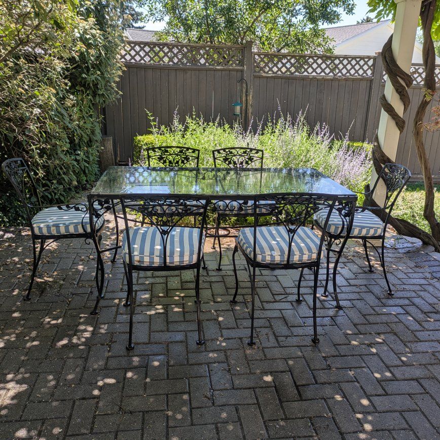 Wrought Iron Glass Patio Table Set