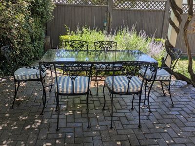 Wrought Iron Glass Patio Table Set