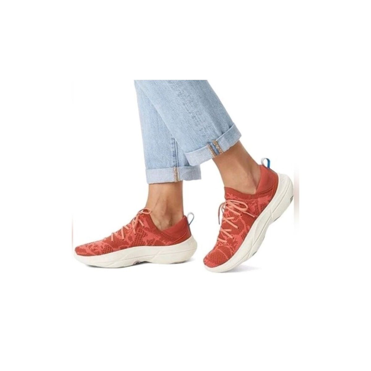 Sorel Explore Blitz Stride Knit Pull On Sneakers Running Shoe Red & Orange 8.5