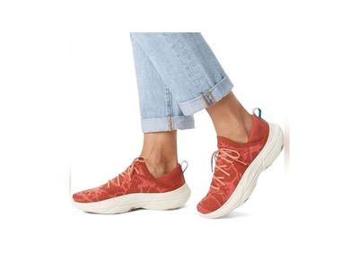 Sorel Explore Blitz Stride Knit Pull On Sneakers Running Shoe Red & Orange 8.5