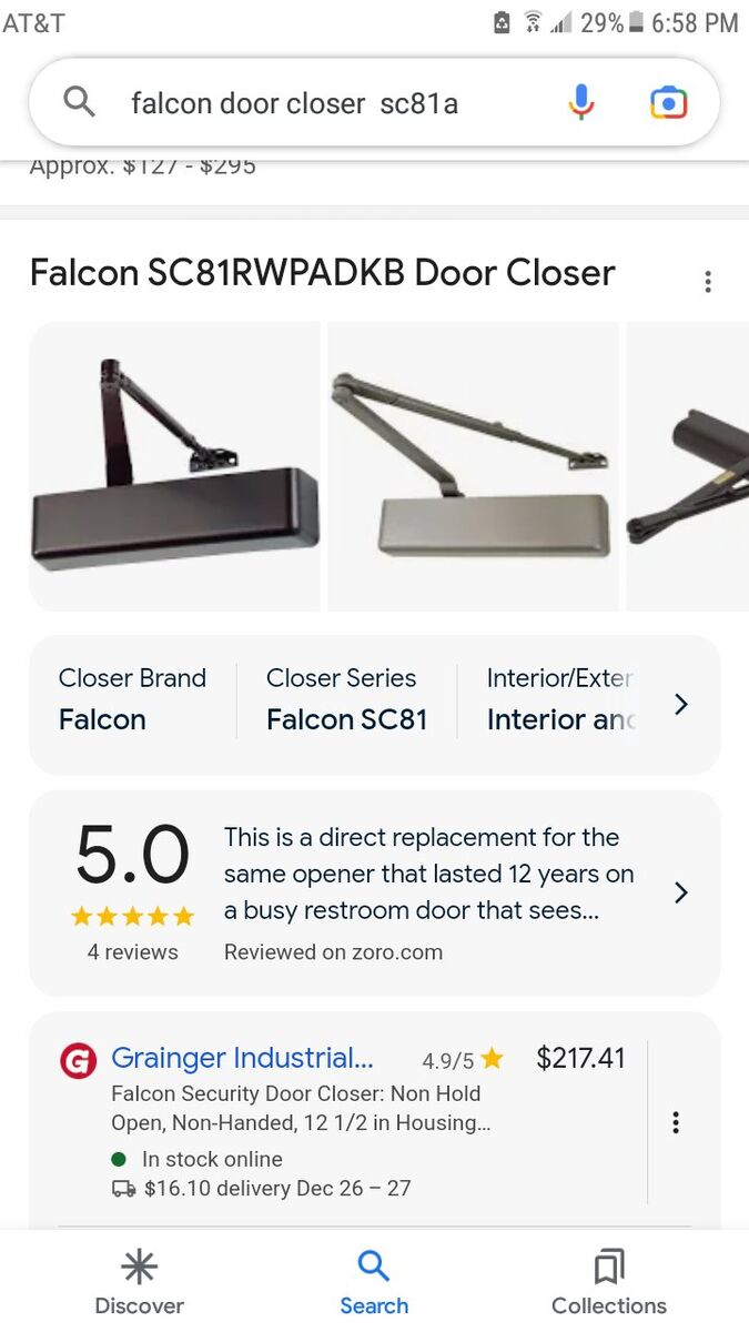 new Falcon SC81RWPADKB Door Closer