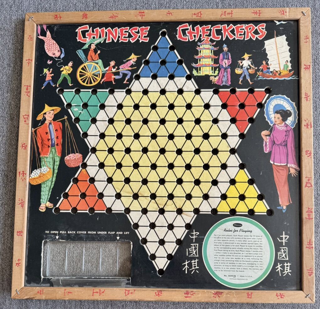 Vintage Antique Whitman Chinese Checkers Board
