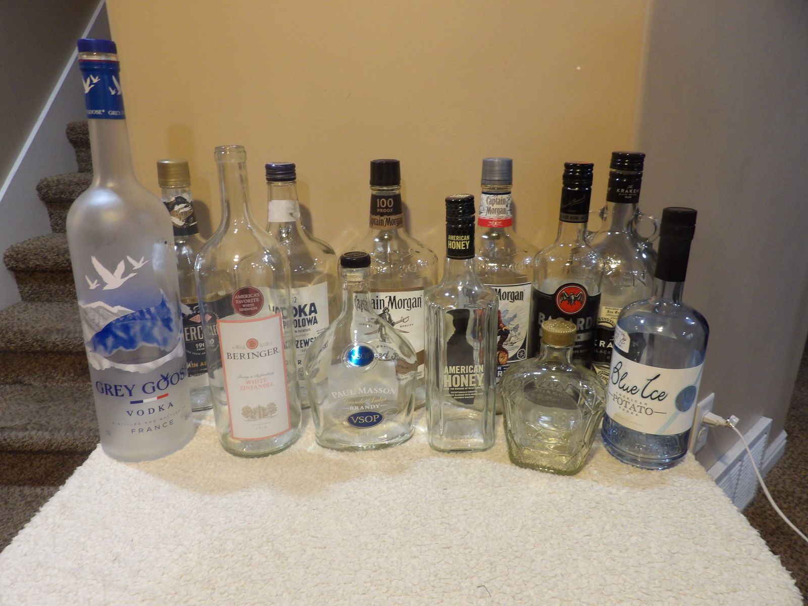 Empty Alcohol Bottles Great for Home/Theme Room Decor/Crafts - Vodka/Rum/Brandy/Whisky/Bourbon/Everclear/Wine