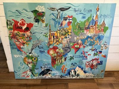 Large World Map Canvas Wall Art – Kids Decor