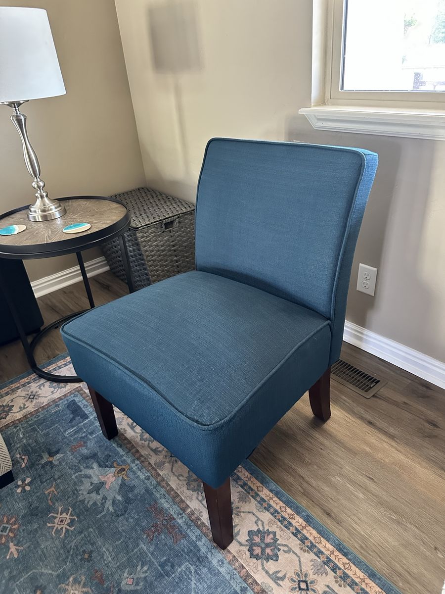 Like New Blue Accent Chair - Stylish Slipper Chair Design