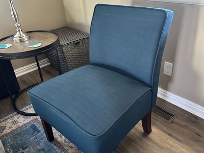 Like New Blue Accent Chair - Stylish Slipper Chair Design