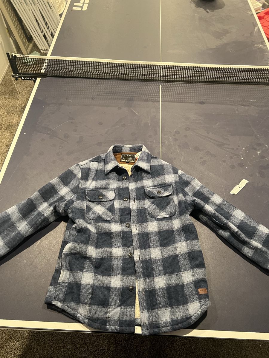 Jachs NY Men's Blue Plaid Sherpa Lined Flannel Shirt Jacket M Warm Casual Outerwear
