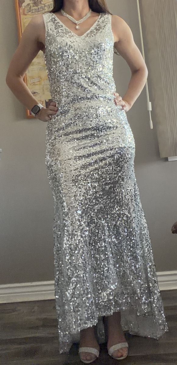 GORGEOUS Silver Sequin Formal Gown – Worn Only Once! 