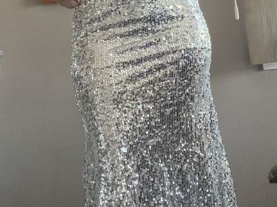 GORGEOUS Silver Sequin Formal Gown – Worn Only Once!