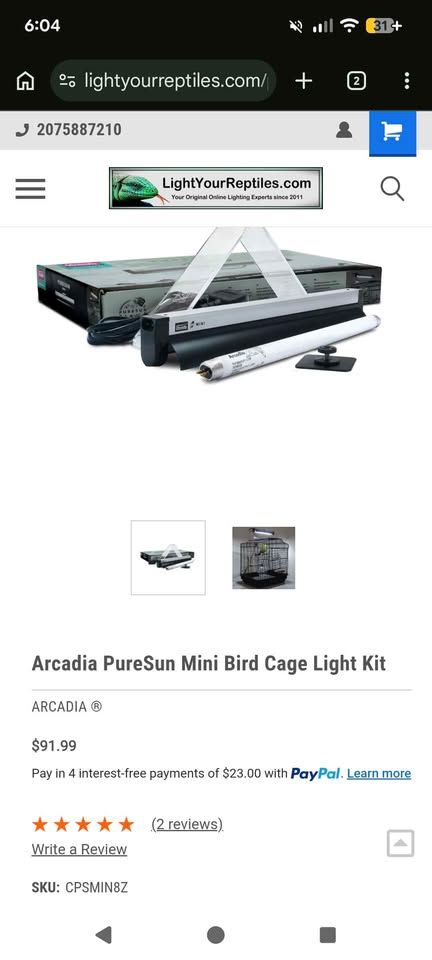 Arcadia PureSun Mini T5 UVB Light Fixtures for birds