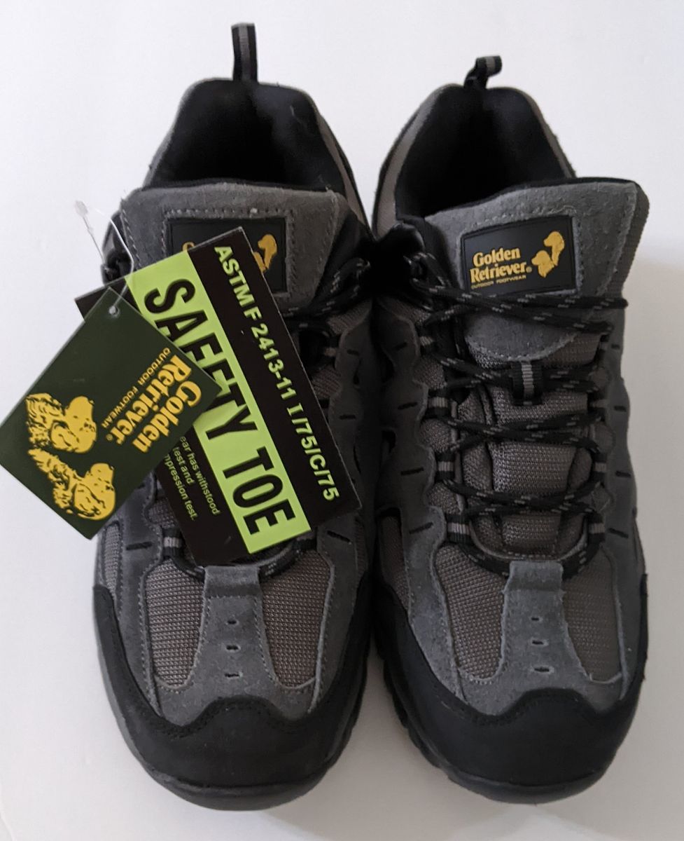 Golden Retriever Safety Toe Work Boots US Mens 9.5 Grey