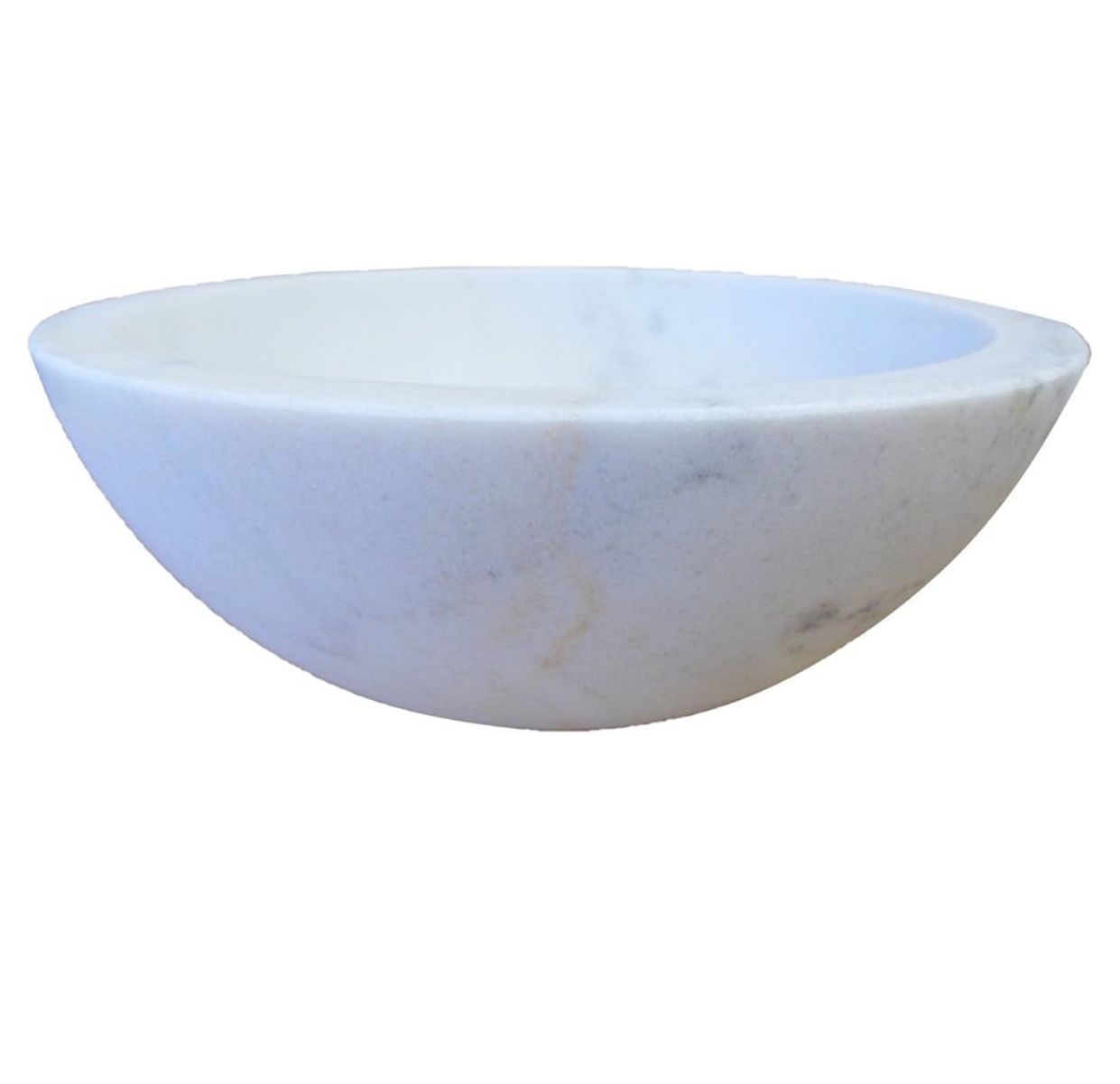 Eden Bath Stone Marble 14" Vessel Round Modern White Bathroom Sink - Natural Stone, New