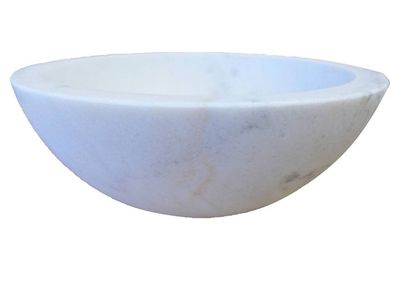 Eden Bath Stone Marble 14" Vessel Round Modern White Bathroom Sink - Natural Stone, New