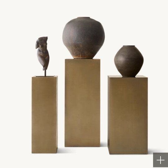 Pair of Restoration Hardware Aged Brass Metal Plinth