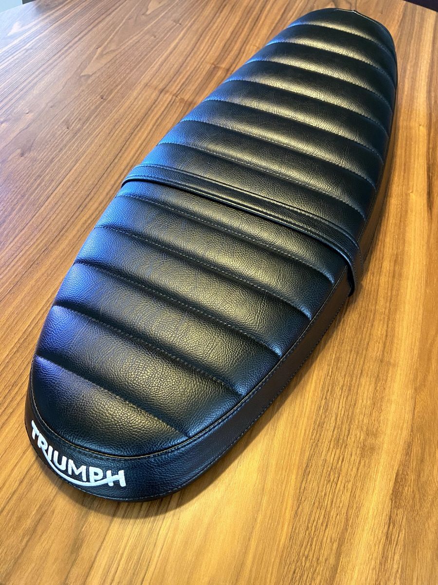 Triumph Motorcycle Ribbed Black Bench Seat