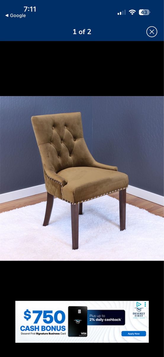 White Velvet Dining Chairs Set of 2 – Brand New