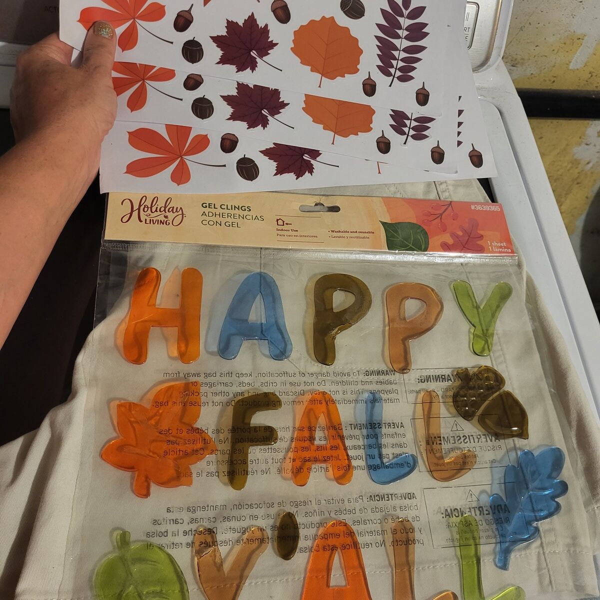 Set of 3 wondow clings fall harvest variety