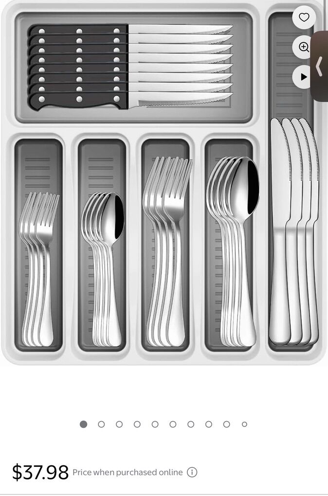 38 Piece Silverware Steakknife Set With Organizer