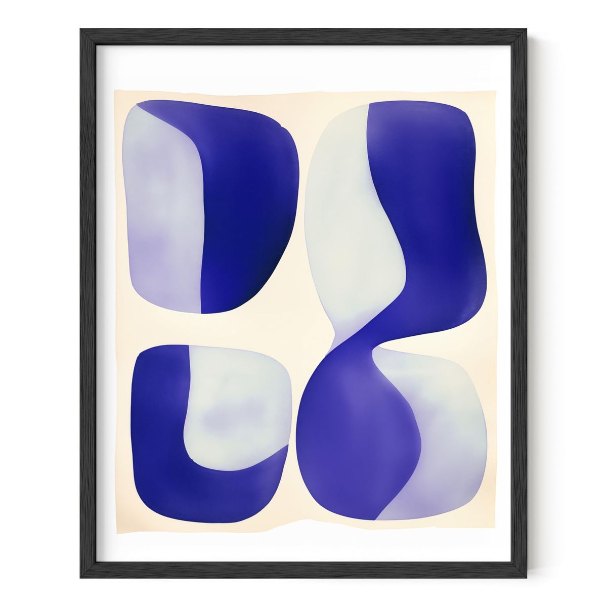New! Abstract Art Print 8x10 Blue and White Modern Wall Decor Unframed