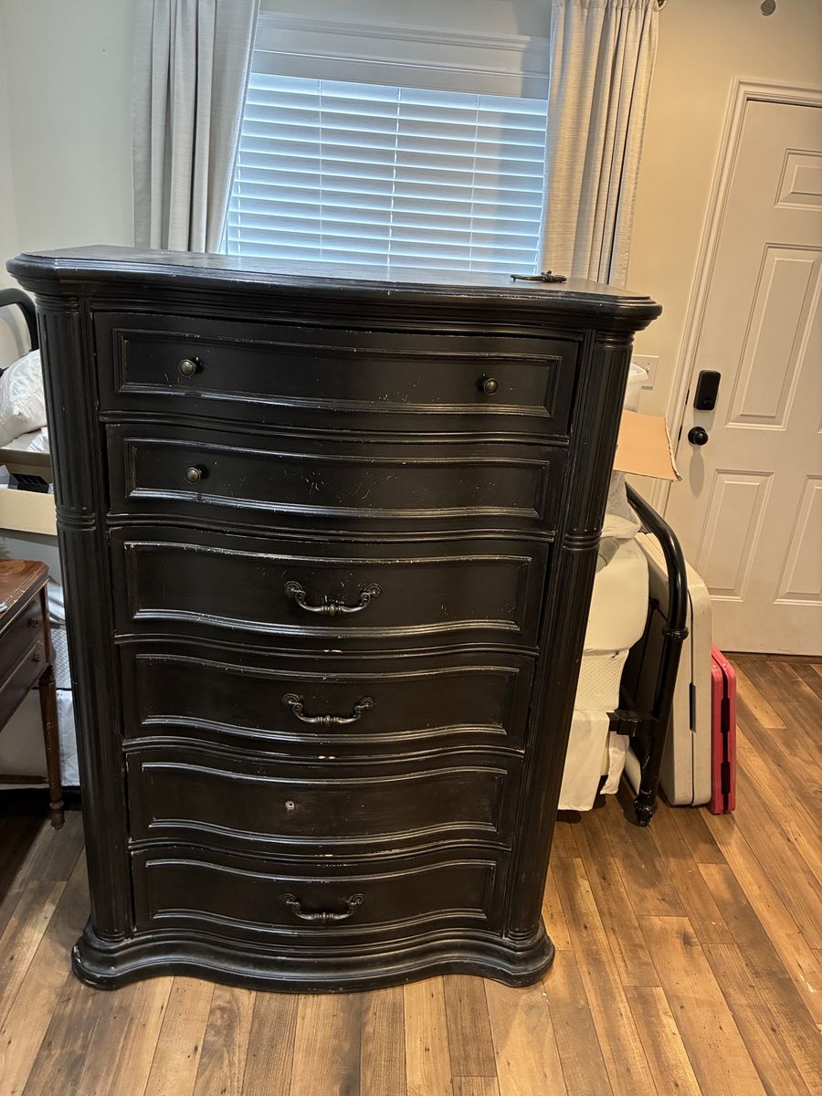 Black Tall Dresser with 6 Drawers - Used