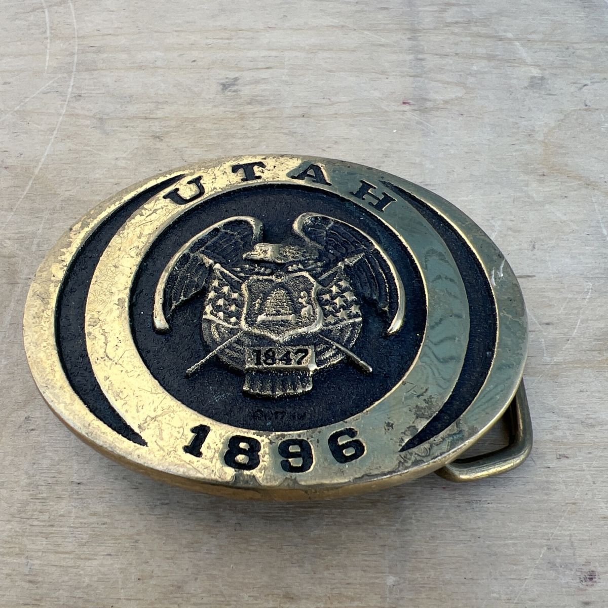 Vtg Utah 1896 State Seal Belt Buckle