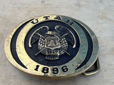 Vtg Utah 1896 State Seal Belt Buckle