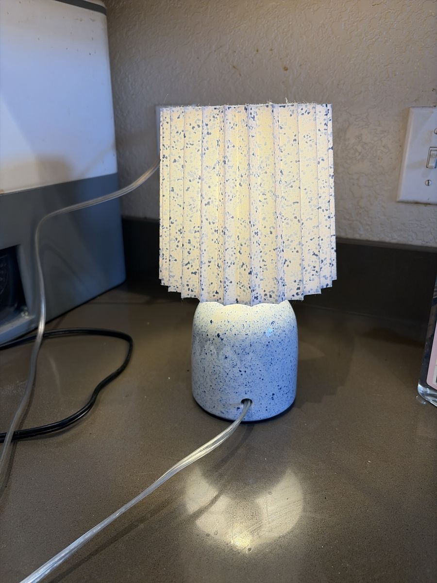 Blue Speckled Ceramic Accent Table Lamp with Pleated Shade