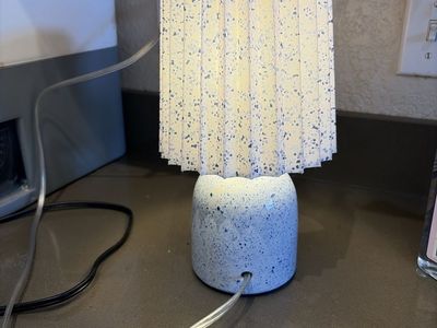 Blue Speckled Ceramic Accent Table Lamp with Pleated Shade